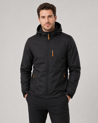 Men's Hooded Windbreaker Jacket | Lightweight | Zip Front | Water Resistant | Outdoor Outerwear | Steven & Levon