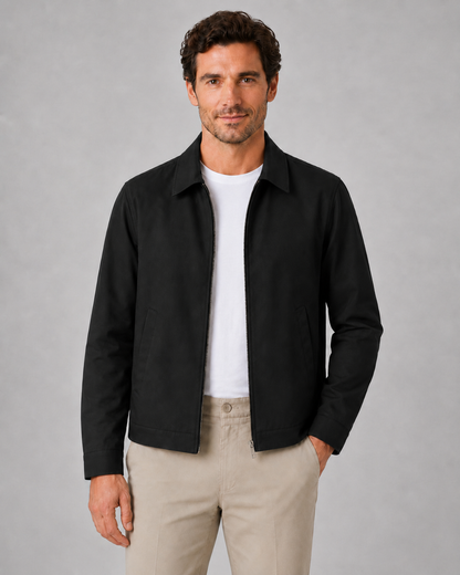Men's Harrington Jacket | Lightweight | Check Lining | Zip Front | Smart Casual Outerwear | Steven & Levon