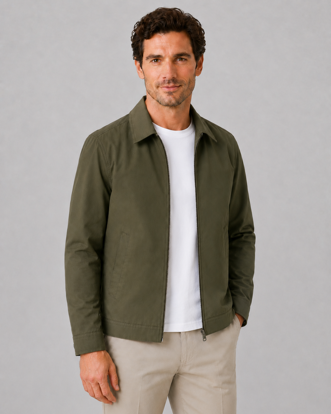 Men's Harrington Jacket | Lightweight | Check Lining | Zip Front | Smart Casual Outerwear | Steven & Levon