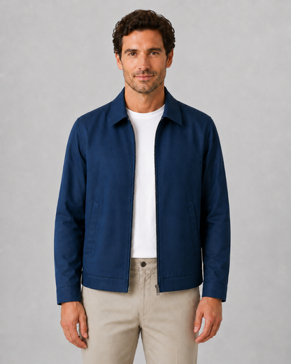 Men's Harrington Jacket | Lightweight | Check Lining | Zip Front | Smart Casual Outerwear | Steven & Levon