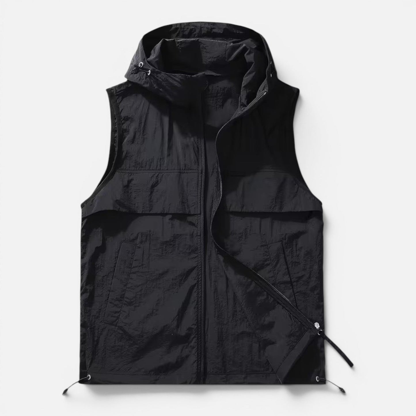 Men's Hooded Utility Vest | Lightweight | Zip Front | Multi-Pocket | Outdoor Hiking Workwear | Steven & Levon