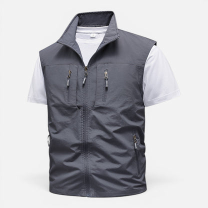 Men's Multi-Pocket Utility Gilet | Lightweight | Zip Front | Outdoor Workwear Vest | Steven & Levon