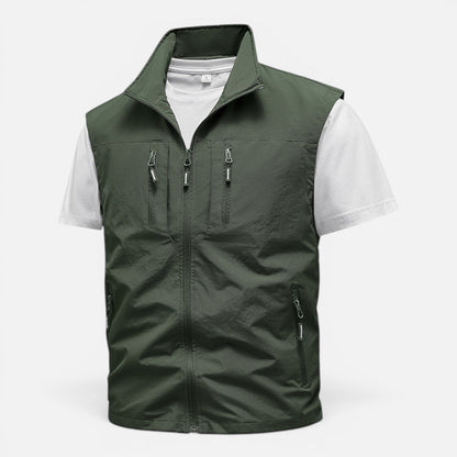 Men's Multi-Pocket Utility Gilet | Lightweight | Zip Front | Outdoor Workwear Vest | Steven & Levon