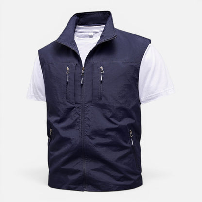 Men's Multi-Pocket Utility Gilet | Lightweight | Zip Front | Outdoor Workwear Vest | Steven & Levon