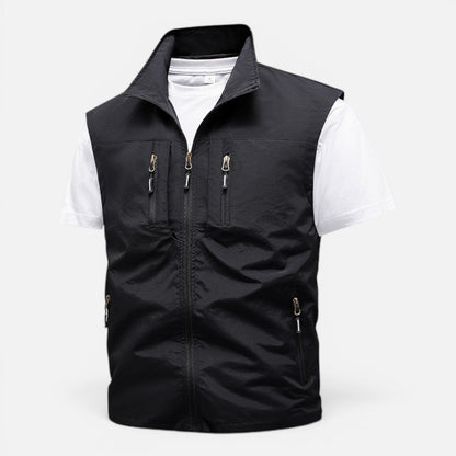 Men's Multi-Pocket Utility Gilet | Lightweight | Zip Front | Outdoor Workwear Vest | Steven & Levon