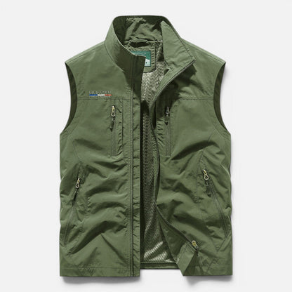 Men's Outdoor Utility Vest | Lightweight | Zip Pockets | Breathable | Fishing Hiking | Steven & Levon