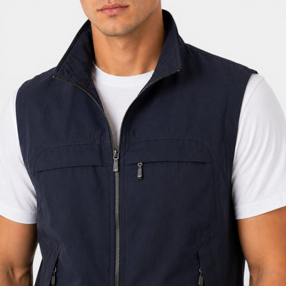 Men's Zip Gilet Vest | Lightweight | Stand Collar | Zip Front | Smart Casual Outerwear | Steven & Levon