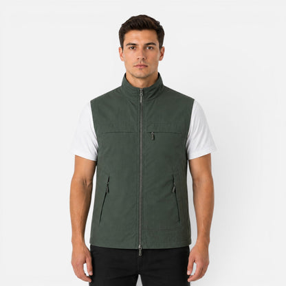 Men's Zip Gilet Vest | Lightweight | Stand Collar | Zip Front | Smart Casual Outerwear | Steven & Levon