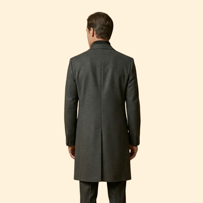 Men's Long Overcoat | Tailored Fit | Lapel Collar | Buttoned | Lined | Side Pockets | Steven & Levon