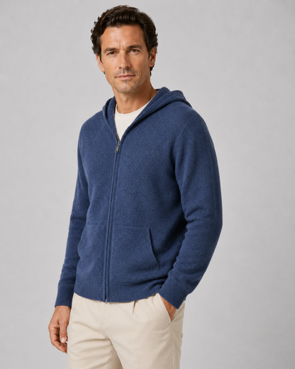 Men's Merino Wool Zip Hoodie | Lightweight Knit | Hooded Sweater | Soft Warm Layer | Steven & Levon