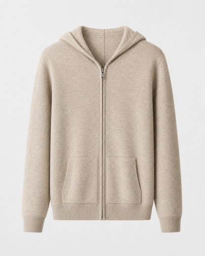 Men's Merino Wool Zip Hoodie | Lightweight Knit | Hooded Sweater | Soft Warm Layer | Steven & Levon