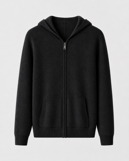 Men's Merino Wool Zip Hoodie | Lightweight Knit | Hooded Sweater | Soft Warm Layer | Steven & Levon