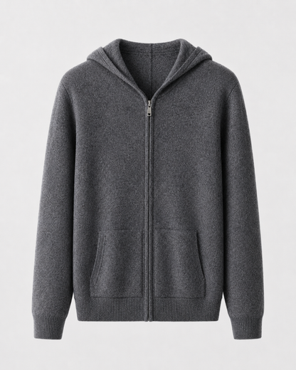 Men's Merino Wool Zip Hoodie | Lightweight Knit | Hooded Sweater | Soft Warm Layer | Steven & Levon