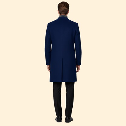 Men's Modern Fit Long Coat | Tailored Overcoat | Smart Casual Style | Steven & Levon