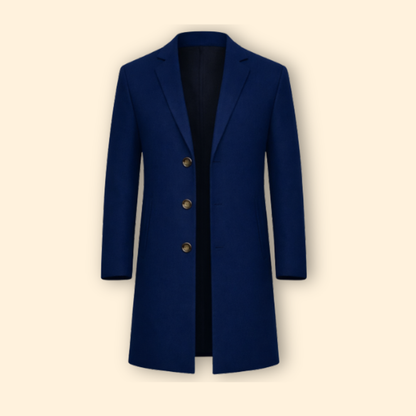 Men's Modern Fit Long Coat | Tailored Overcoat | Smart Casual Style | Steven & Levon
