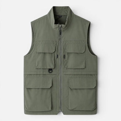 Men's Multi-Pocket Utility Gilet Vest | Lightweight | Zip Front | Outdoor Fishing Workwear | Steven & Levon