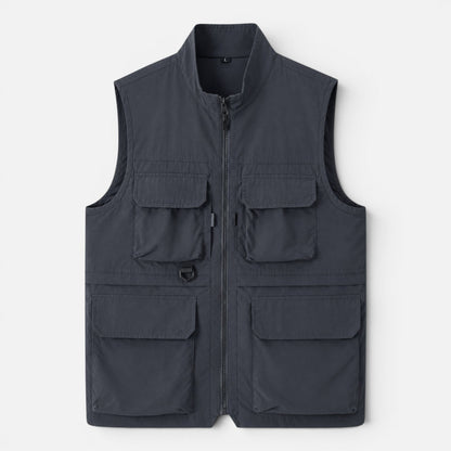Men's Multi-Pocket Utility Gilet Vest | Lightweight | Zip Front | Outdoor Fishing Workwear | Steven & Levon