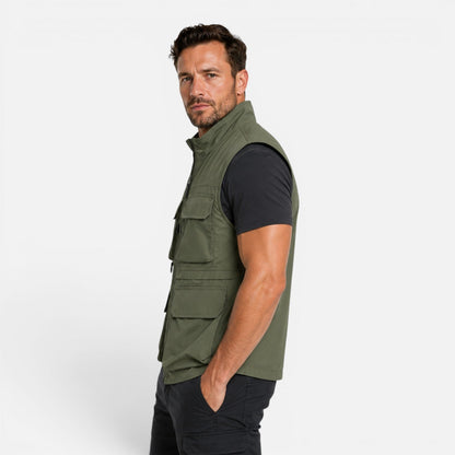 Men's Multi-Pocket Utility Gilet Vest | Lightweight | Zip Front | Outdoor Fishing Workwear | Steven & Levon
