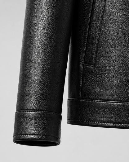 Men's PU Leather Jacket | Classic Collar | Zip Front | Lightweight | Smart Casual Outerwear | Steven & Levon