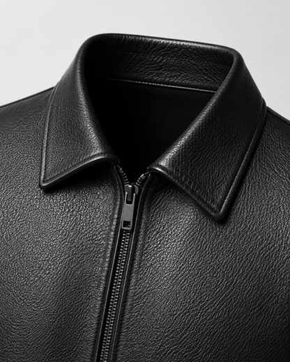 Men's PU Leather Jacket | Classic Collar | Zip Front | Lightweight | Smart Casual Outerwear | Steven & Levon