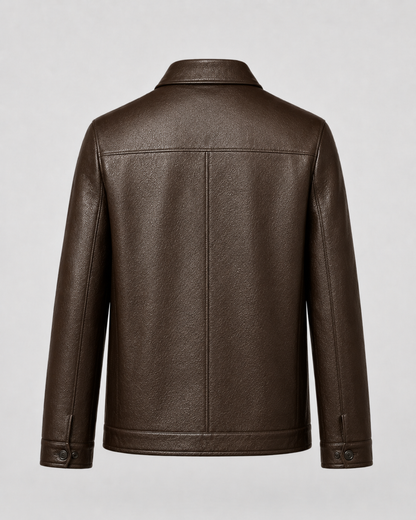 Men's PU Leather Jacket | Classic Collar | Zip Front | Lightweight | Smart Casual Outerwear | Steven & Levon