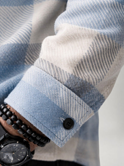 Men's Plaid Flannel Shirt | Long Sleeve | Button Up Overshirt | Brushed Cotton | Casual | Steven & Levon