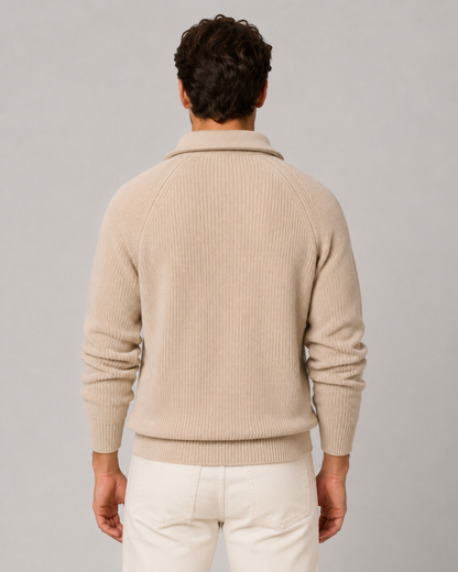 Men's Quarter Zip Ribbed Knit Sweater | Mock Neck | Long Sleeve | Warm Pullover | Steven & Levon