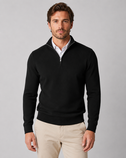 Men's Quarter Zip Knit Sweater | Long Sleeve | Soft Knit Pullover | Smart Casual | Steven & Levon