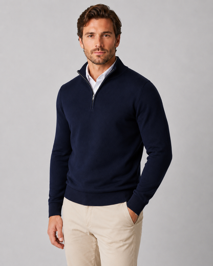 Men's Quarter Zip Knit Sweater | Long Sleeve | Soft Knit Pullover | Smart Casual | Steven & Levon