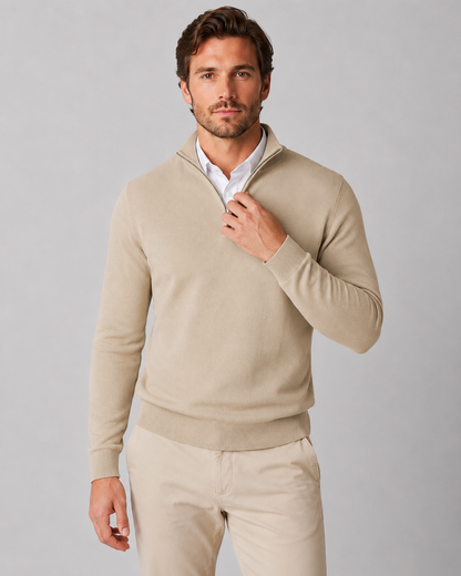 Men's Quarter Zip Knit Sweater | Long Sleeve | Soft Knit Pullover | Smart Casual | Steven & Levon