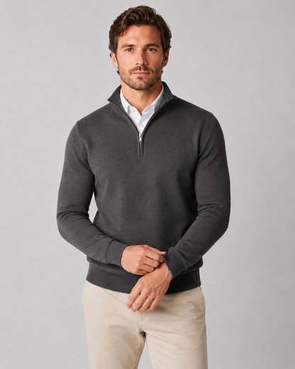 Men's Quarter Zip Knit Sweater | Long Sleeve | Soft Knit Pullover | Smart Casual | Steven & Levon