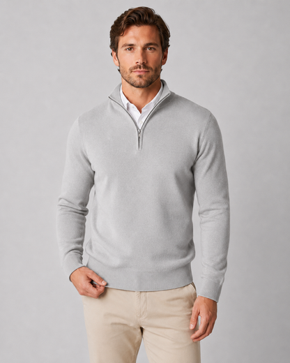 Men's Quarter Zip Knit Sweater | Long Sleeve | Soft Knit Pullover | Smart Casual | Steven & Levon