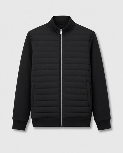 Men's Quilted Hybrid Jacket | Knit Sleeves | Zip Front | Lightweight | Smart Casual | Steven & Levon