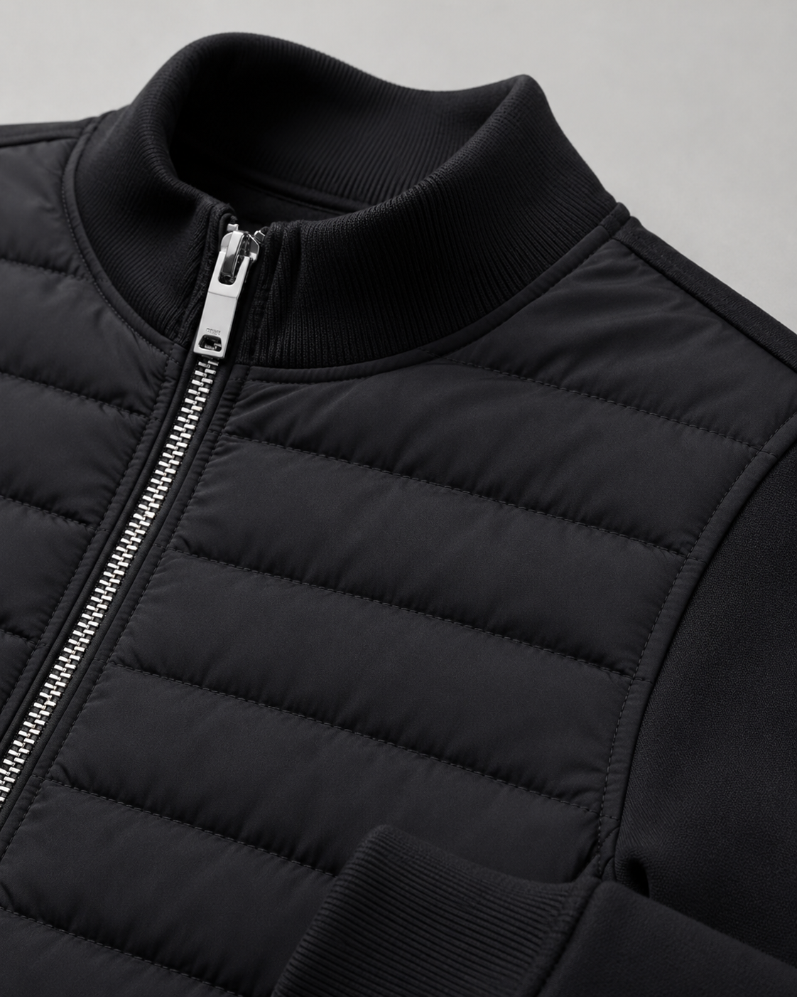 Men's Quilted Hybrid Jacket | Knit Sleeves | Zip Front | Lightweight | Smart Casual | Steven & Levon