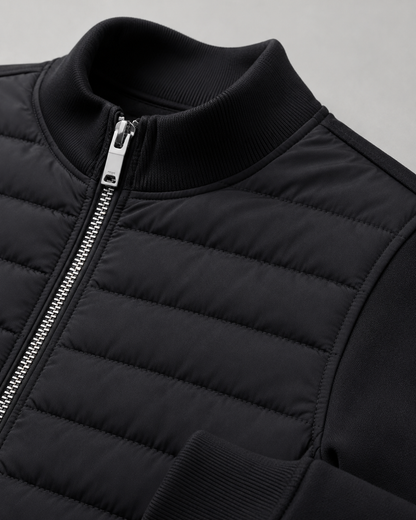 Men's Quilted Hybrid Jacket | Knit Sleeves | Zip Front | Lightweight | Smart Casual | Steven & Levon