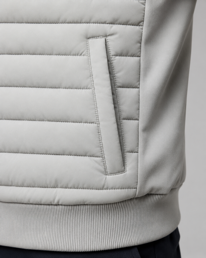 Men's Quilted Hybrid Jacket | Knit Sleeves | Zip Front | Lightweight | Smart Casual | Steven & Levon