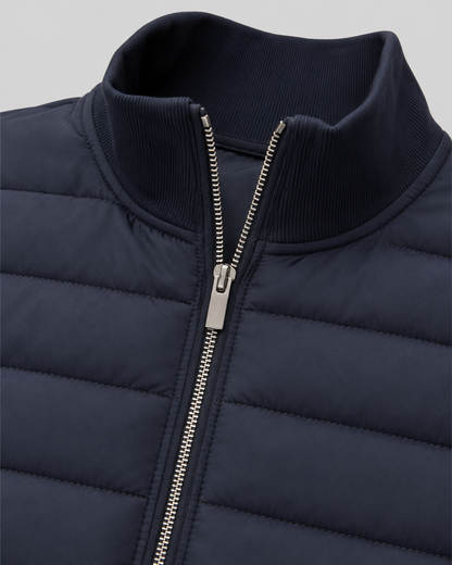 Men's Quilted Hybrid Jacket | Knit Sleeves | Zip Front | Lightweight | Smart Casual | Steven & Levon