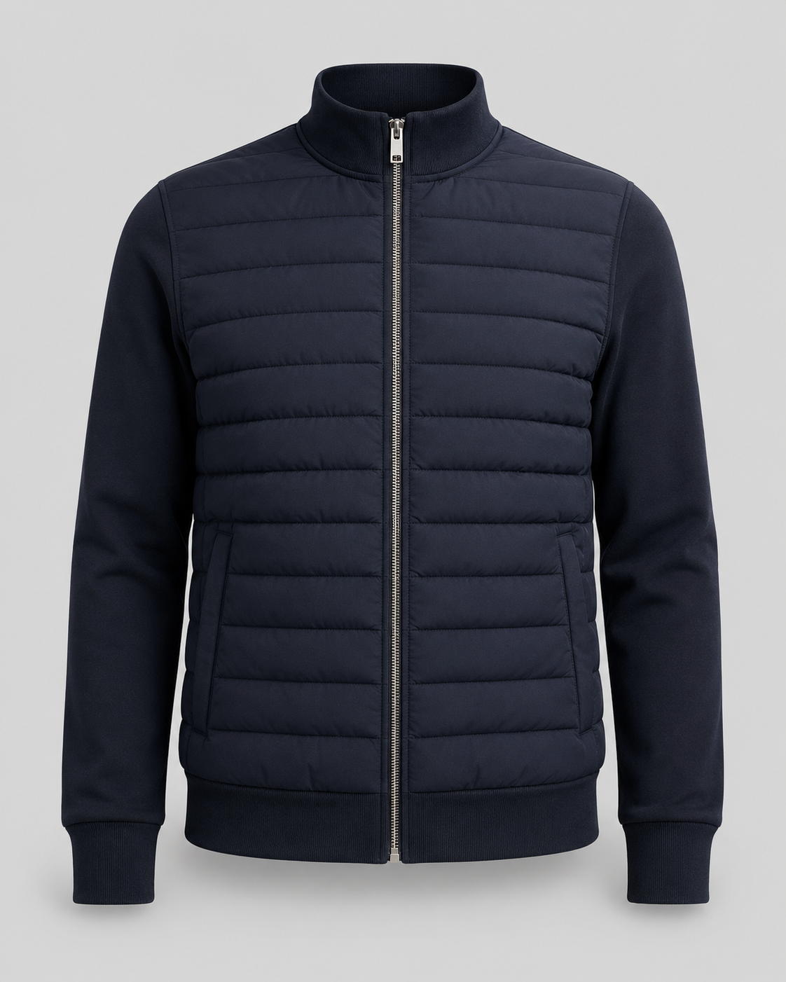 Men's Quilted Hybrid Jacket | Knit Sleeves | Zip Front | Lightweight | Smart Casual | Steven & Levon