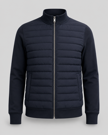 Men's Quilted Hybrid Jacket | Knit Sleeves | Zip Front | Lightweight | Smart Casual | Steven & Levon