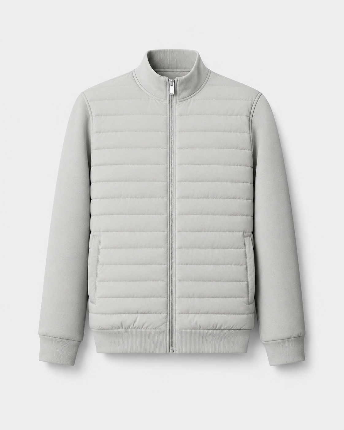 Men's Quilted Hybrid Jacket | Knit Sleeves | Zip Front | Lightweight | Smart Casual | Steven & Levon