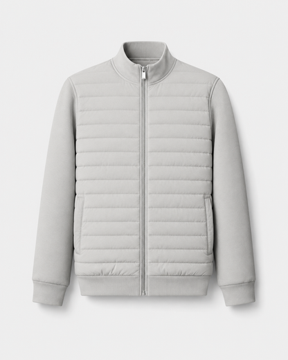 Men's Quilted Hybrid Jacket | Knit Sleeves | Zip Front | Lightweight | Smart Casual | Steven & Levon