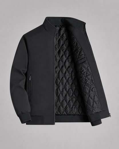Men's Quilted Stand Collar Jacket | Lightweight Insulated | Zip Front | Smart Casual Outerwear | Steven & Levon