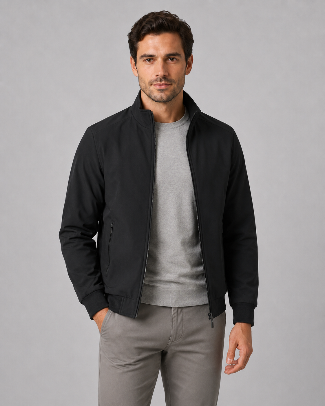 Men's Quilted Stand Collar Jacket | Lightweight Insulated | Zip Front | Smart Casual Outerwear | Steven & Levon