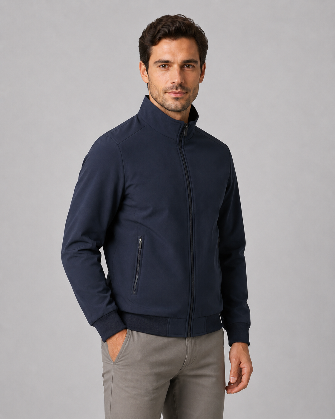 Men's Quilted Stand Collar Jacket | Lightweight Insulated | Zip Front | Smart Casual Outerwear | Steven & Levon