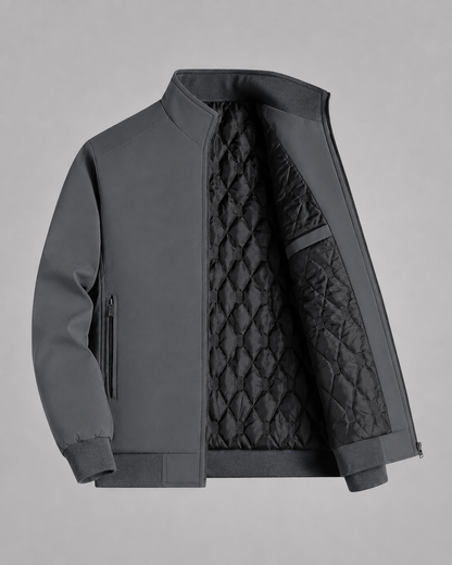 Men's Quilted Stand Collar Jacket | Lightweight Insulated | Zip Front | Smart Casual Outerwear | Steven & Levon