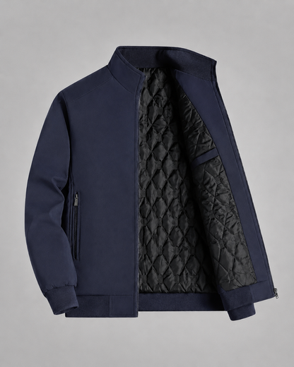 Men's Quilted Stand Collar Jacket | Lightweight Insulated | Zip Front | Smart Casual Outerwear | Steven & Levon