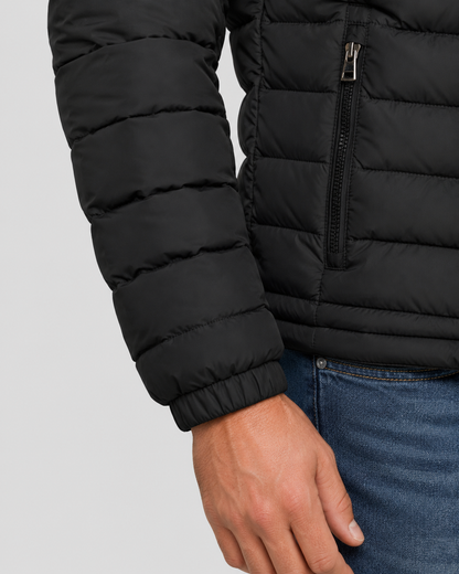 Men's Quilted Puffer Jacket | Stand Collar | Lightweight Insulated | Zip Front | Winter Outerwear | Steven & Levon