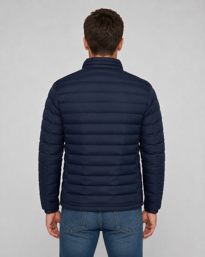 Men's Quilted Puffer Jacket | Stand Collar | Lightweight Insulated | Zip Front | Winter Outerwear | Steven & Levon