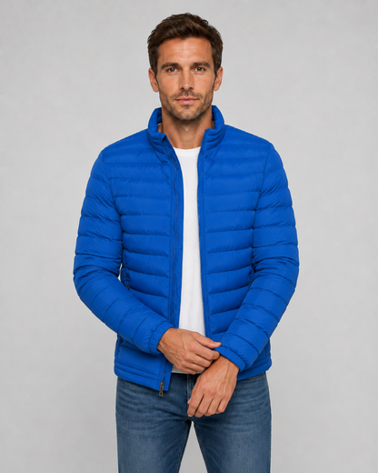 Men's Quilted Puffer Jacket | Stand Collar | Lightweight Insulated | Zip Front | Winter Outerwear | Steven & Levon
