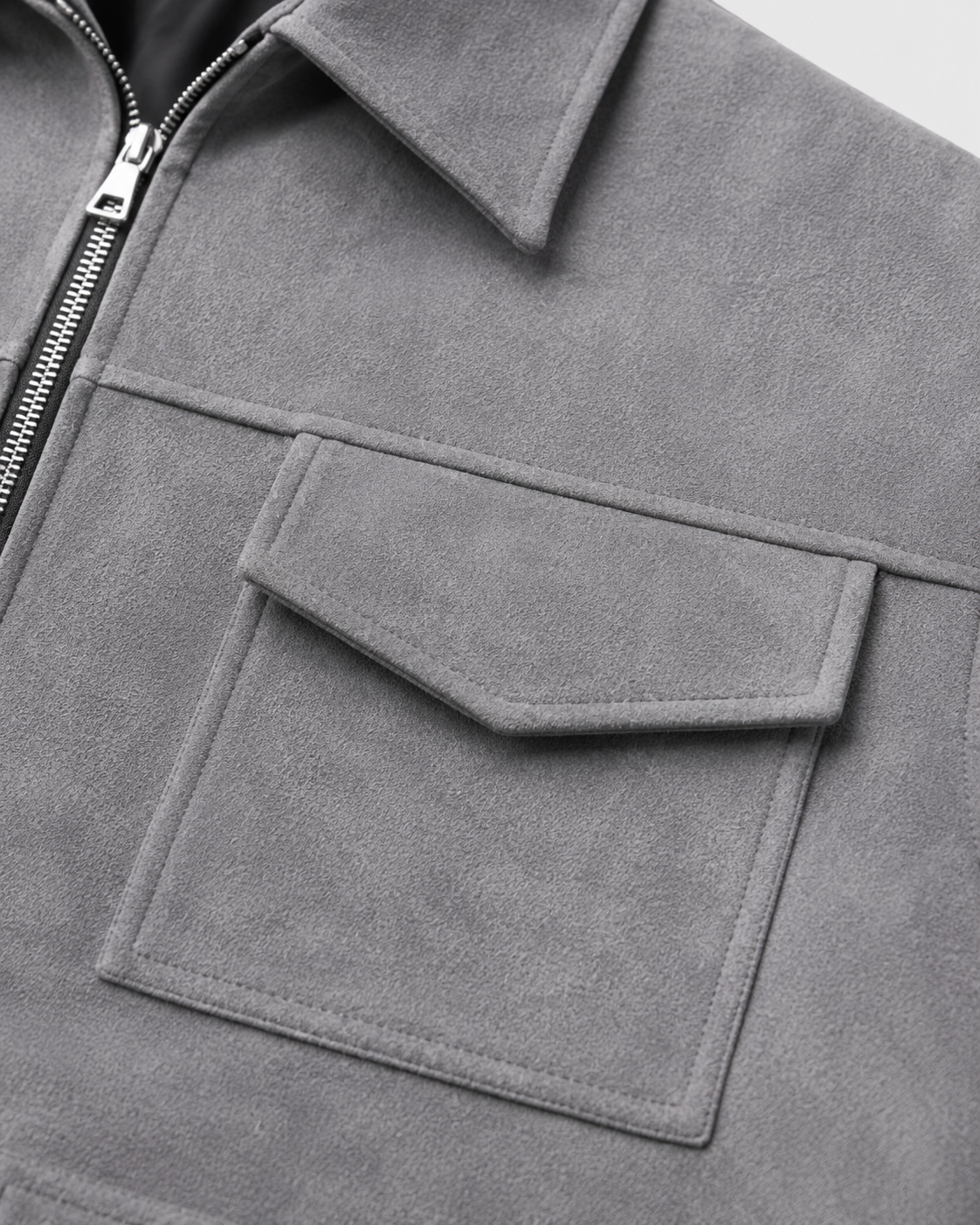Men's Suede Utility Jacket | Loose Fit | Zip Front | Smart Casual Outerwear | Steven & Levon